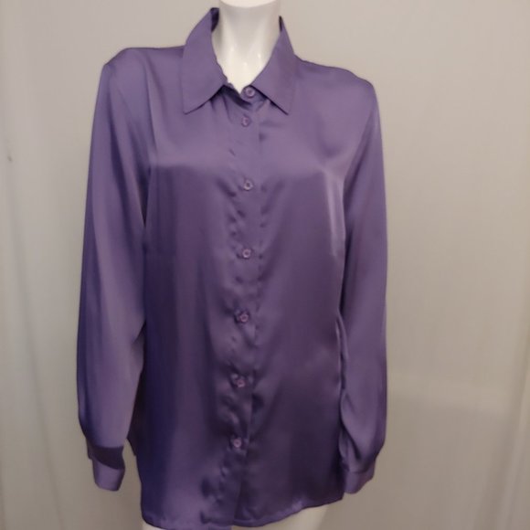 Brownstone Studio Tops - Brownstone Studio lilac purple silky bouse with separate sash plus size 14 NWOT